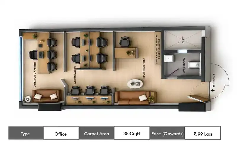 Regency 9CBD Office floor plan, 383 sq ft carpet area