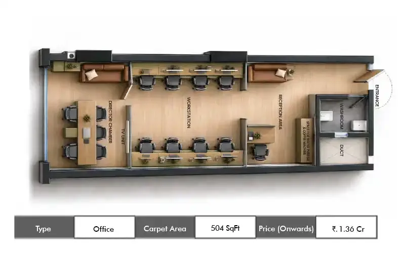 Regency 9CBD Office floor plan, 504 sq ft carpet area