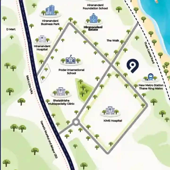Regency 9CBD location map, Hiranandani Estate